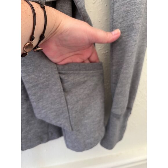 Lucky Brand Cozy Grey Hooded Wrap Cardigan With Tie Waist & Side Pockets - Picture 10 of 13